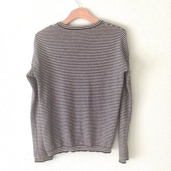 Brochu Walker Charcoal and White Striped Crew Neck Sweater - Picture 3 of 5